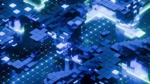 Big data center futurista com tecnologia de fundo.