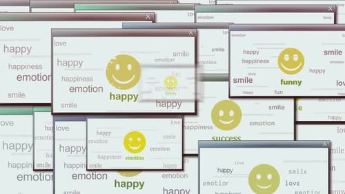 Lächeln, Emoji-Gesicht, Emoticon-Symbol, Popup-Fenster, nahtlose Schleife