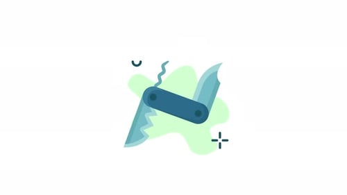 Multitool-Messersymbol, Taschenmesser-Animation, Illustration, Bewegtgrafikvideo