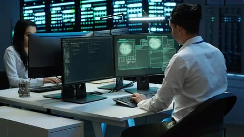 Team of Technicians in Server Hub Alerted By Hacker Passing Firewall