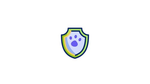 Animated Paw Print Shield Icon Reveal