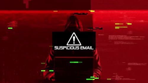 Texte d'avertissement par e-mail suspect sur fond d'écran sans signal