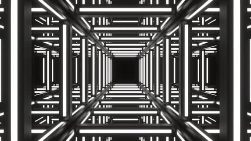 White Movement Through Neon Frame Background Vj Loop In 4K