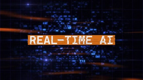 Futuristic Digital Grid with Glitch Real-Time AI Text Reveal