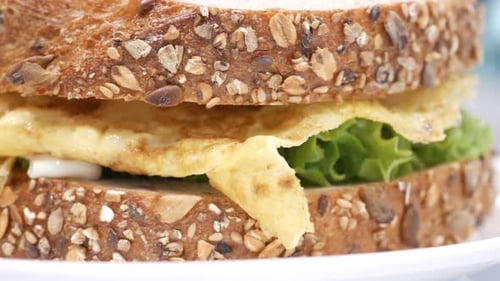 Close Up of Egg Salad Sandwich with Lettuce