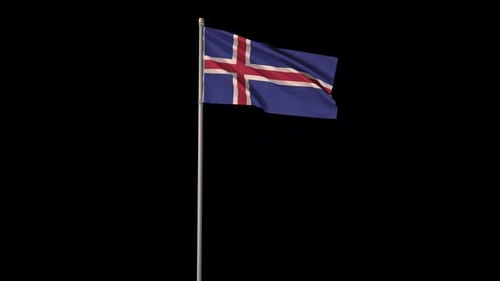 Waving Flag of Iceland with Alpha Channel Loop