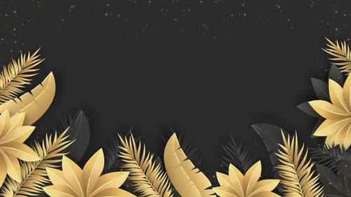 Elegant Golden and Black Paper-Cut Tropical Foliage Frame Animation