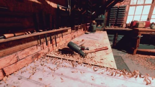 Traditional Old Carpenter Workshop Interior