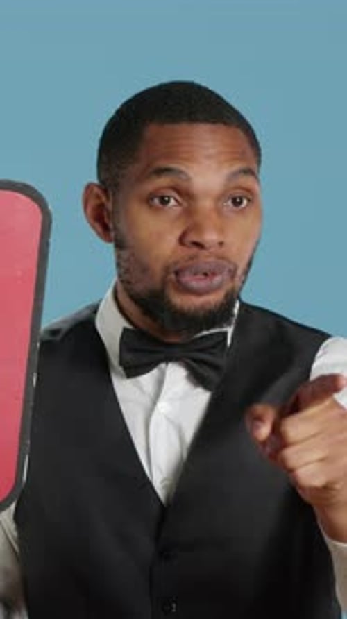 Vertical Video Hotel Concierge Advertising a Vote Message on Speech Bubble Sign