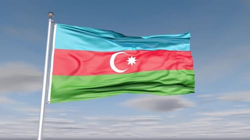 Animation der Flagge von Aserbaidschan mit Himmel und Wolke