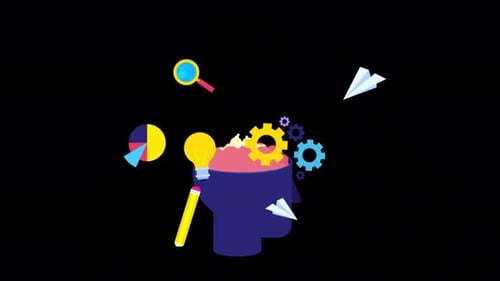 Creative Brain Thinking On Purple Alpha channel 4K