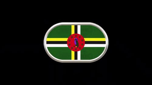 Rotating 3D Dominica Flag Emblem with Metallic Frame