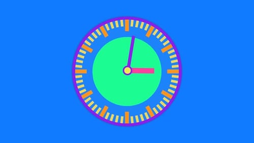 Colorful Flat Design Clock Animation with Moving Hands