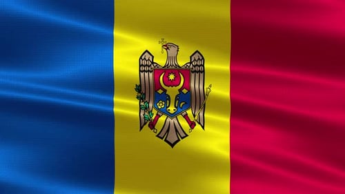 Realistic Waving Moldova Flag Animation with National Emblem
