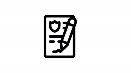 Animated Legal Document Signing Icon with Pencil