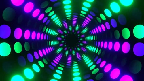 Purple And Turquoise Abstract Neon Circle Light Rotation Background Vj Loop In 4K