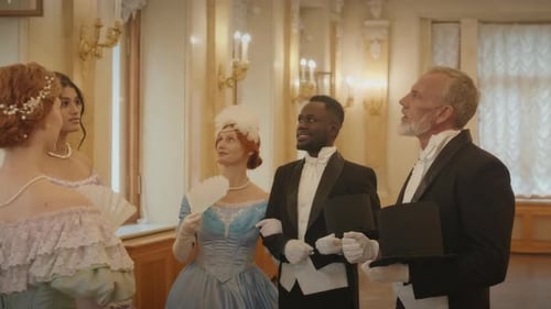 Ladies and Gentlemen Having Conversation at Ball Hall during Reception