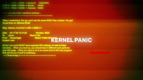 Kernel-Panik beim Hacken und Fehlermeldung Digitale Bildschirmmeldung auf Computerbildschirmen