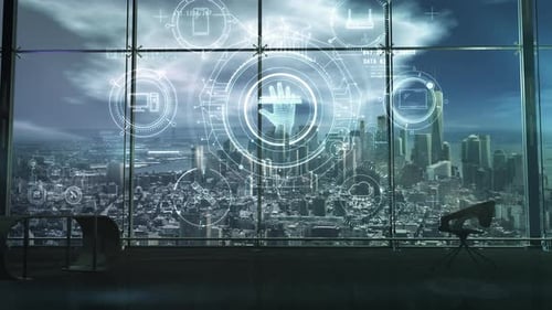 Data Protection Infographics on a Modern Office Background
