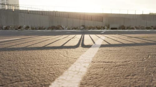 Empty Beach Car Park Spaces Covered in Asphalt