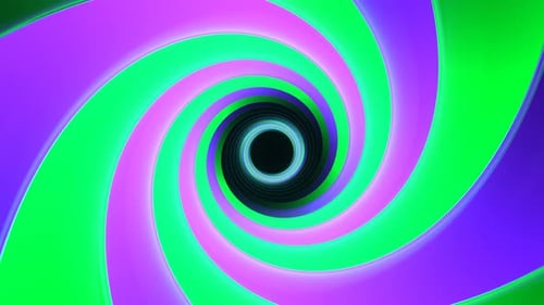 Purple And Turquoise Neon Light Moves In Spiral Background Vj Loop In 4K