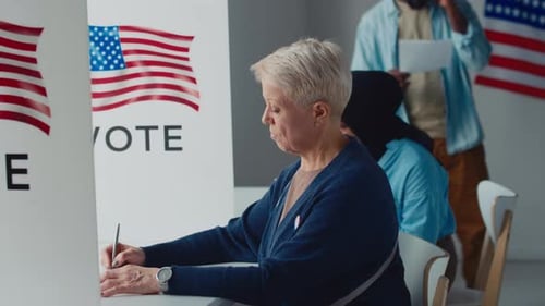 Diverse People Voting at Polling Place