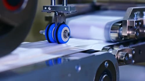 Automated Machine Precision Conveyor Belt in Close-Up