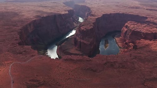 Horseshoe Bend Colorado River Canyon Arizona United States Aerial View