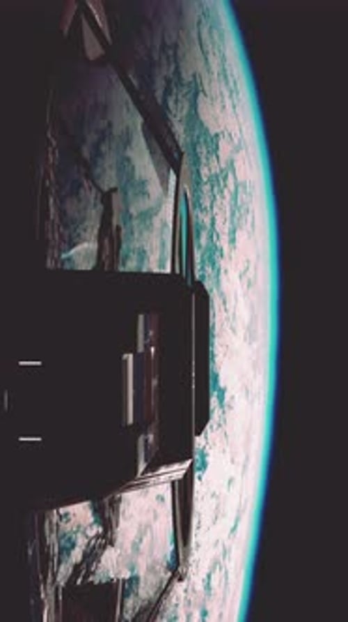 Animation of Experimental Starship Leaving Earth Orbit Vertical