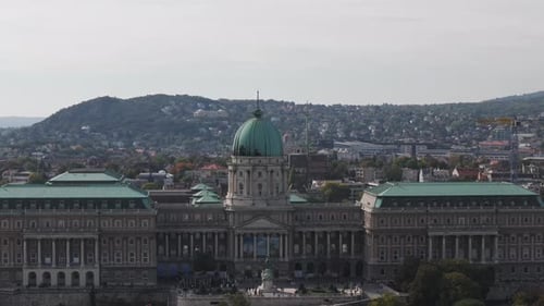 Amazing Aerial Drone View of Buda Castle in Budapest, Hungary