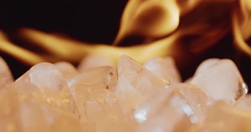 Fire Burns Over Ice Cubes the Struggle of the Elements