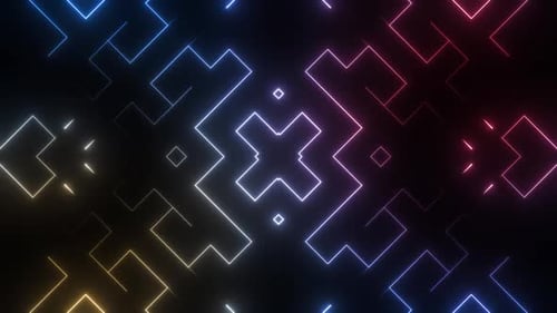 Abstract Glowing Neon Lines Geometric Pattern