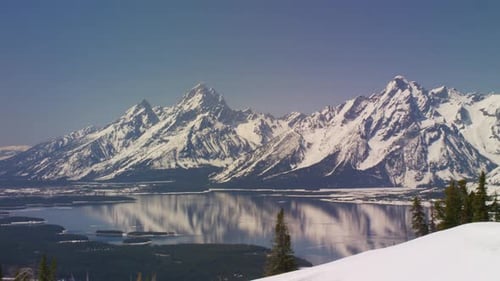 Grand Teton National Park, Rocky Mountains, Wyoming. Aerial View of Beautiful Snow