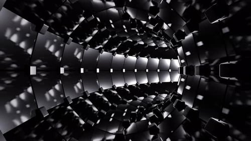 Abstract Black and White Shiny Glass Tunnel Seamless Animation