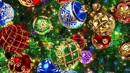 Animated Festive Christmas Ornaments Seamless Loop Background