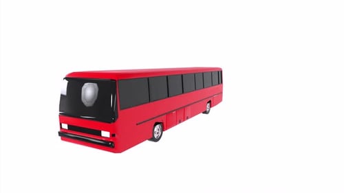 Rotes Buss-3D-Objekt mit rotierender Schleife