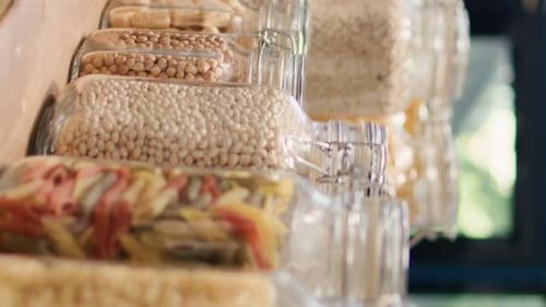Vertical Video Close Up Bulk Products in Reusable Jars