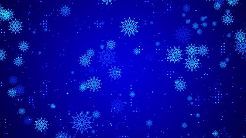 Blue Christmas Snowflakes Bokeh Lights Background Loop