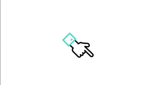 Animated Pointing Hand Cursor Icon with Turquoise Detail