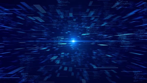 Technologie future : mégadonnées, données de base, entonnoir, réseau AI, nœuds quantiques, tunnel, lignes d'ondes