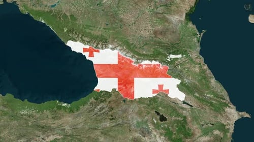 Satellite Map Zoom to Country Flag Reveal