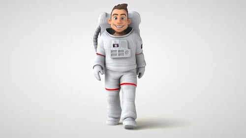 3D Cartoon Astronaut Character Walking Animation