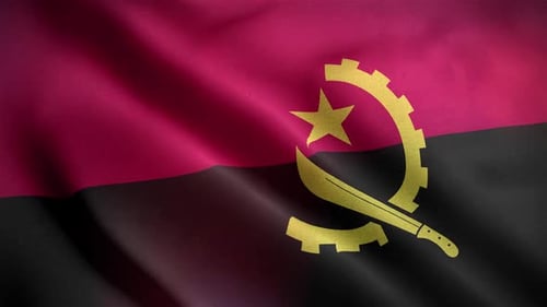 Realistic Angolan Flag Waving with Fabric Texture