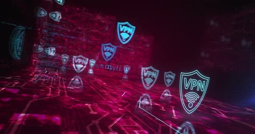 VPN virtual private network symbols loop cyber concept