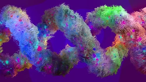 Colorful Abstract Hairy DNA Double Helix Loop