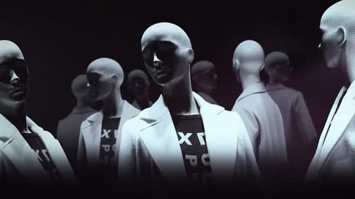 Modern Fashion Mannequins Display with Halftone Dot Effect