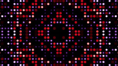 Pulsating Digital Grid Loop with Red and Purple Dots