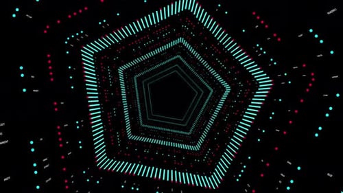 Colorful Pentagons Shift in Perspective Giving the Impression of Depth