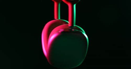 Red and Green Wireless Headphones on Black Background
