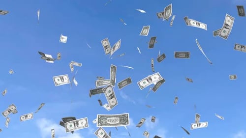Raining Money: Falling US Dollar Bills Animation